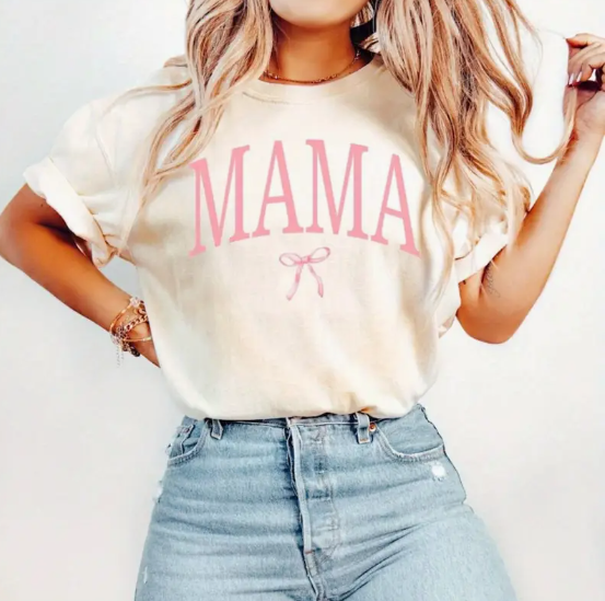 MAMA Graphic Tee – Pink Bow Edition 🎀 image 0