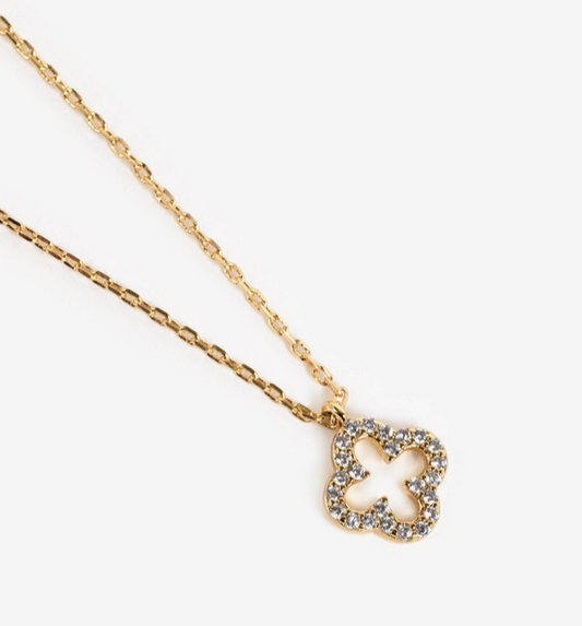 Golden Clover Crystal Necklace image 1