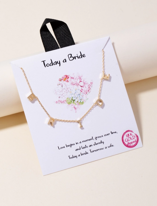 💍 “BRIDE” Letter Charm Necklace – Gold or Silver Finish ✨ image 0