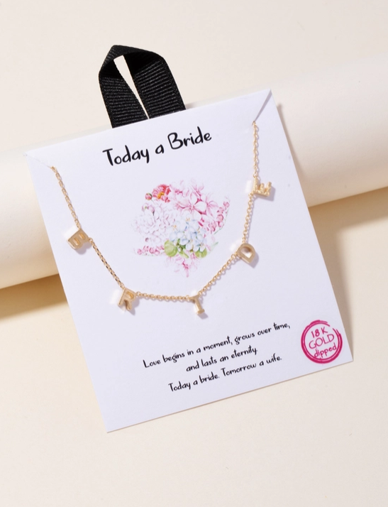 💍 “BRIDE” Letter Charm Necklace – Gold or Silver Finish ✨ image 0