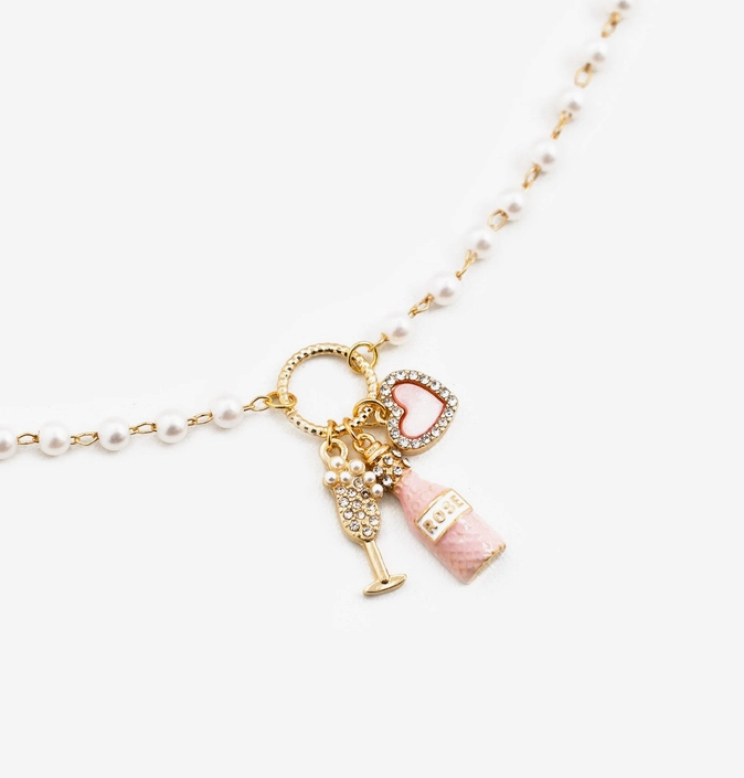 Rosé All Day Pearl Charm Necklace image 2