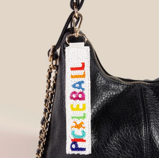 🏓 Beaded “PICKLEBALL” Keychain – Rainbow Sparkle Edition 🌈 image 0