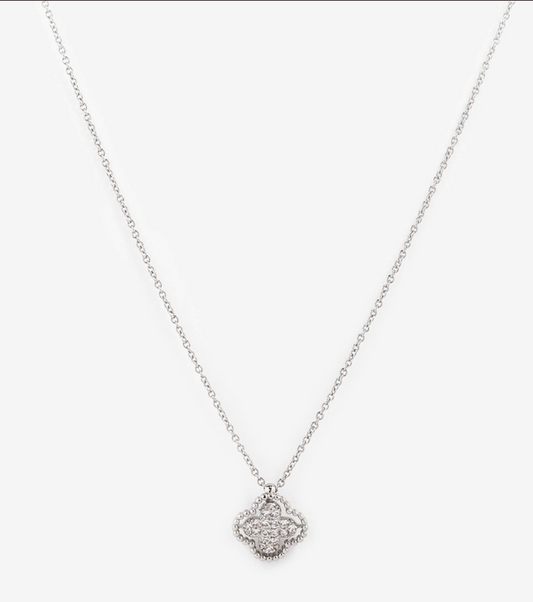 Silver Clover Sparkle Necklace image 0