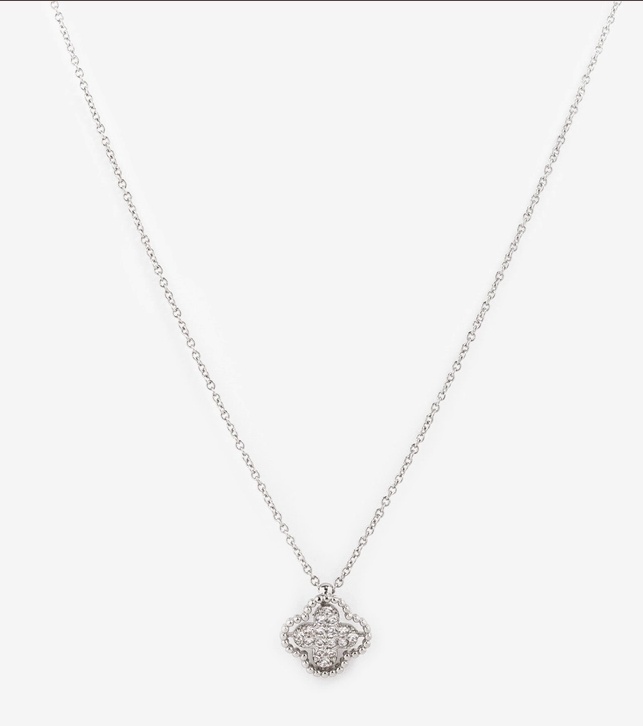 Silver Clover Sparkle Necklace image 0