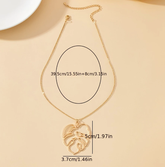 Gold Leaf Cutout Necklace – Nature’s Elegance in a Pendant 🍃✨ image 2