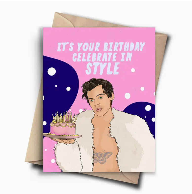 "Celebrate in Style" Birthday Card – Inspired by Harry Styles image 0