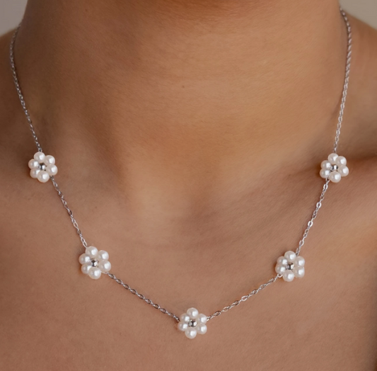 Silver Blossom Pearl Necklace image 1