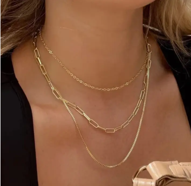 ✨ Gold Layered Chain Necklace Set – 3-in-1 Everyday Luxe image 0