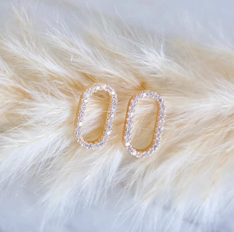 Luxe Oval Crystal Studs image 0