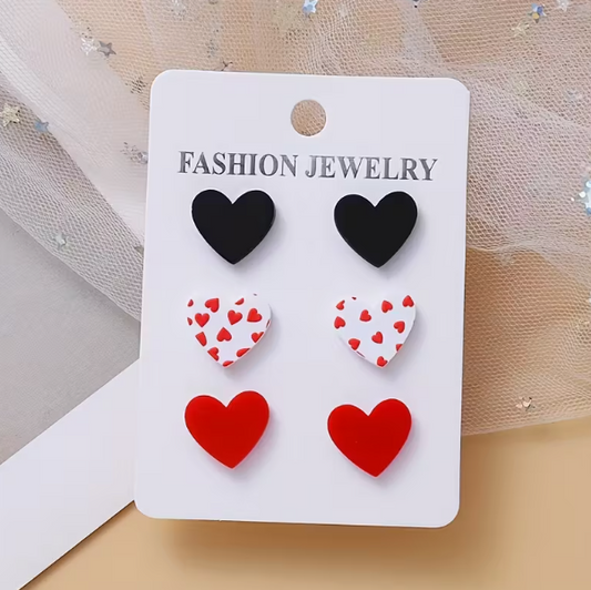 3 piece Stud Heart Earring Set image 0