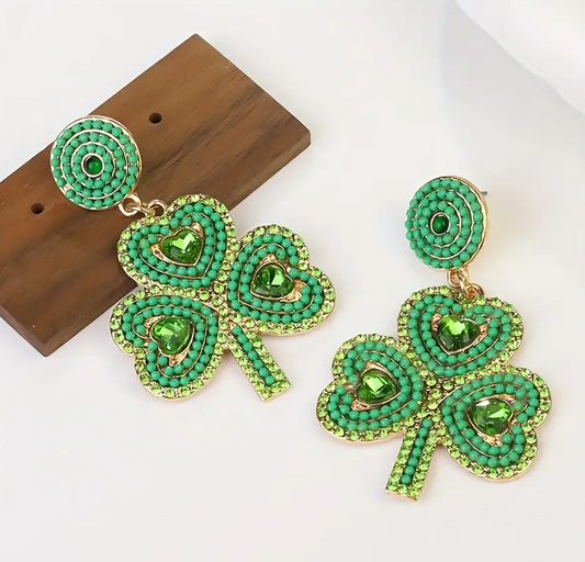 Lucky Shamrock Earrings – Green Gemstone Sparkle image 0