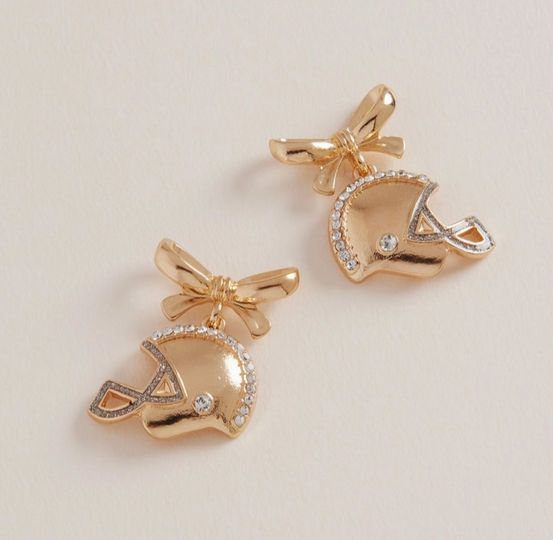 Rhinestone Football Helmet Bow Earrings image 0
