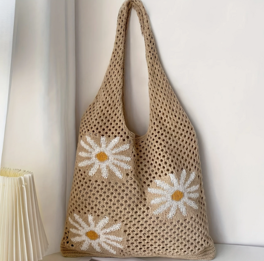 Tan Tote Bag with Daisies✨ image 0