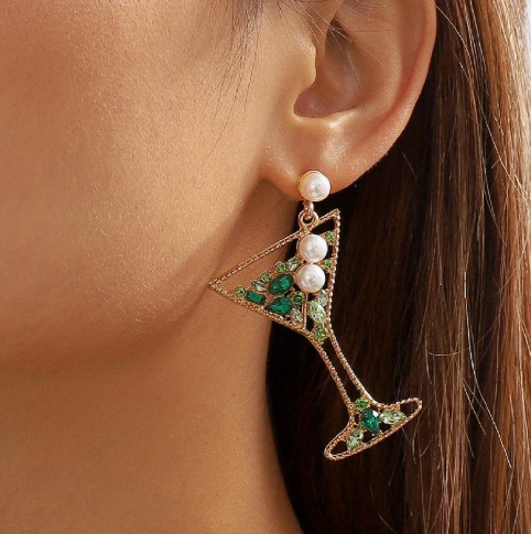 Emerald Sparkling Cocktail Statement Earrings image 0