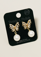 Butterfly Pearl Drop Earrings – Gold Dipped image 0