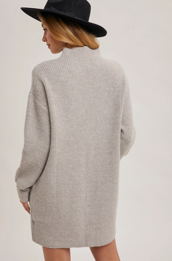 Grey Ribbed Sweater Dress image 5