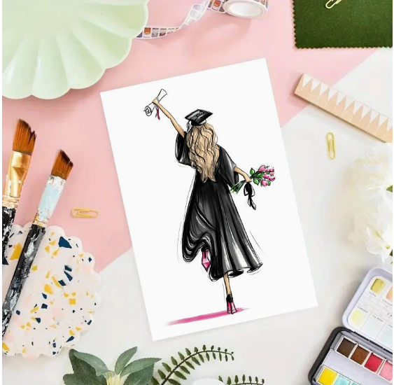 🎓 Blonde Grad Girl Graduation Card 🎓 image 1