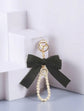 Handmade Bow Keychain with Pearl Wristlet & Pearl Bow Charm image 2