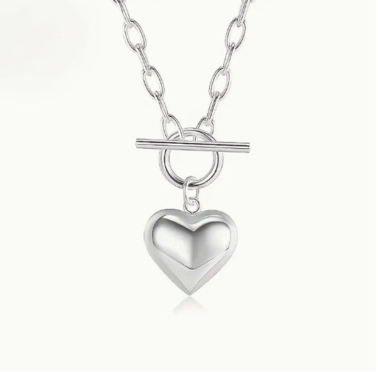 Chunky Heart Pendant Toggle Necklace image 1