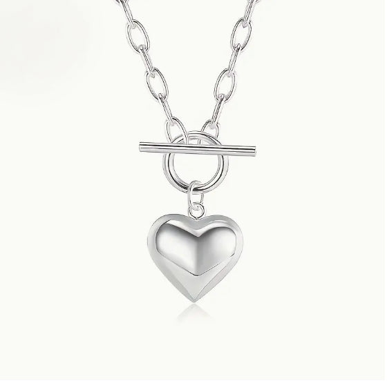 Chunky Heart Pendant Toggle Necklace image 1