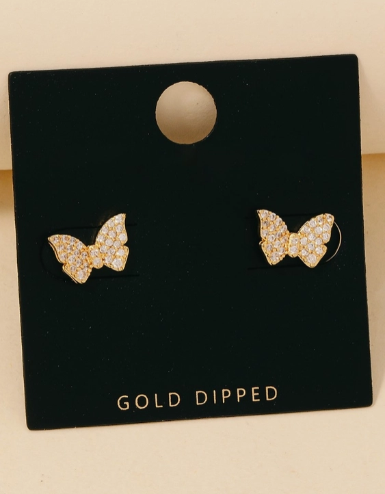 Dainty Butterfly Stud Earrings – Gold Dipped image 0
