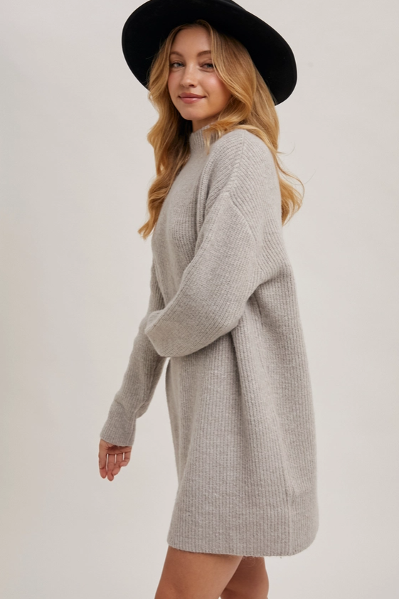 Grey Ribbed Sweater Dress image 3