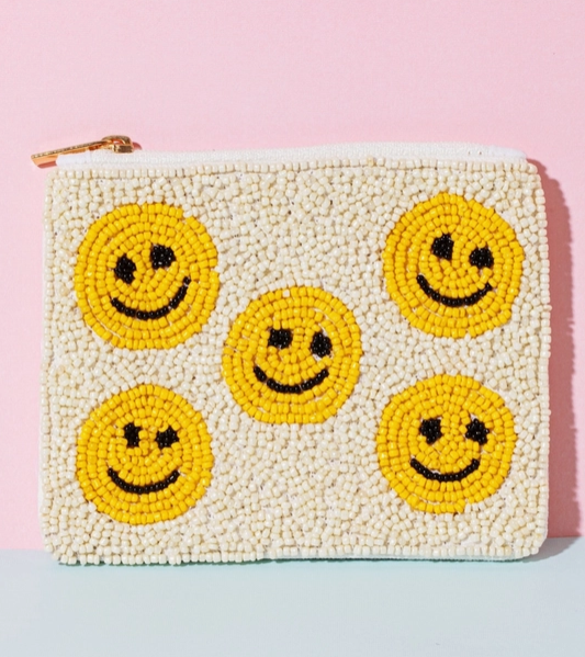 Beaded Smiley Face Coin Purse image 0