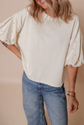 Pearl Puff Sleeve Top – Ivory image 0