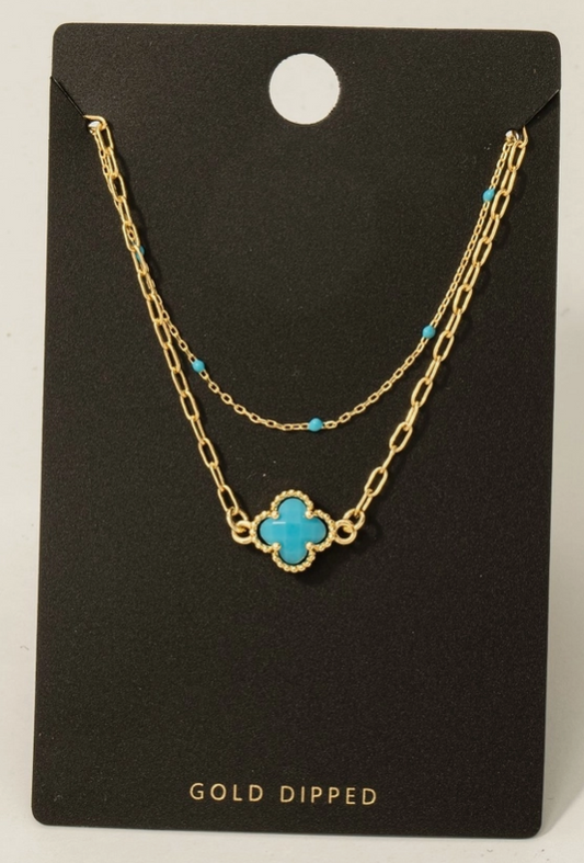 Turquoise Clover Layered Necklace image 0