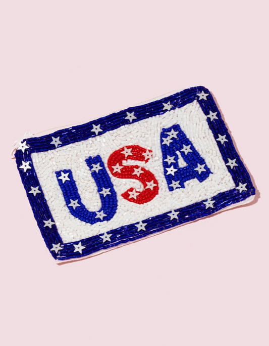 USA Beaded Coin Purse – Star-Spangled Sparkle Edition ✨ image 0