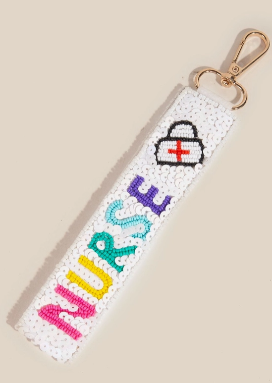 🩺 Beaded “NURSE” Keychain – Rainbow Edition 💖 image 0