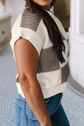 Brown Checkerboard Knit Sweater Top image 3