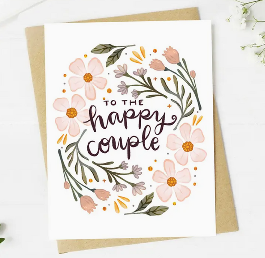 💐 “To the Happy Couple” Floral Wedding Card – Botanical Blooms Edition 🌿 image 0