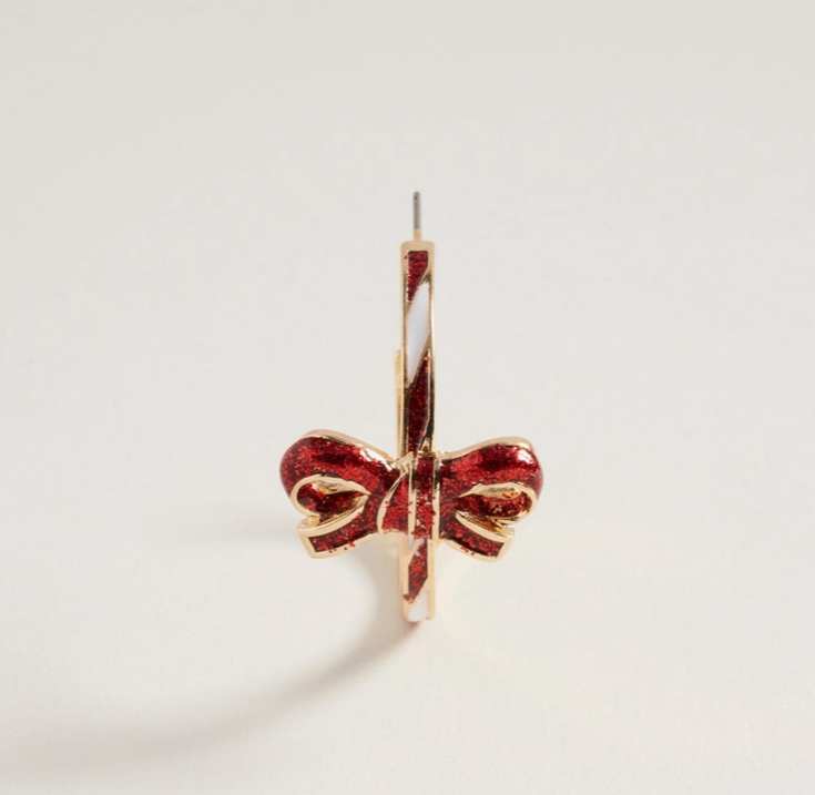 “All Tied Up” Holiday Bow Hoop Earrings image 2
