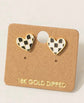 Checkered Heart Stud Earrings – 18K Gold Dipped image 0