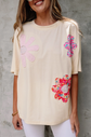 Oversized Floral Appliqué Tee – Cream image 0