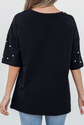 Pearl Embellished Oversized Tee – Black image 2