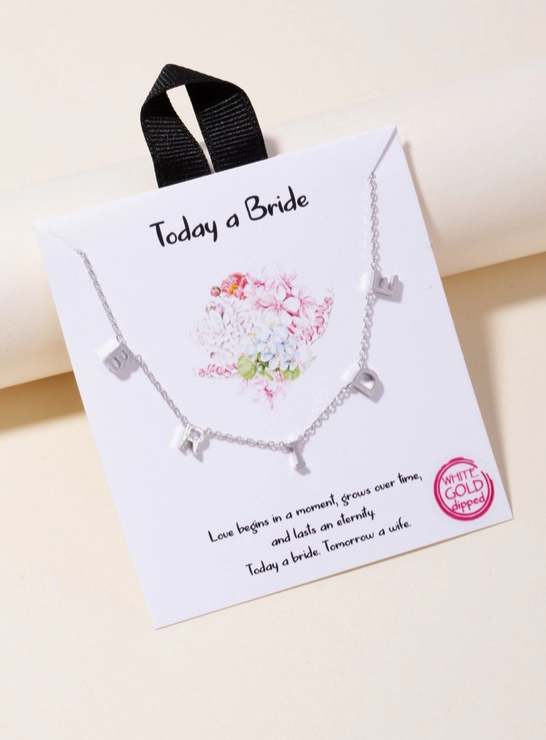 💍 “BRIDE” Letter Charm Necklace – Gold or Silver Finish ✨ image 1