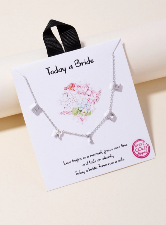 💍 “BRIDE” Letter Charm Necklace – Gold or Silver Finish ✨ image 1