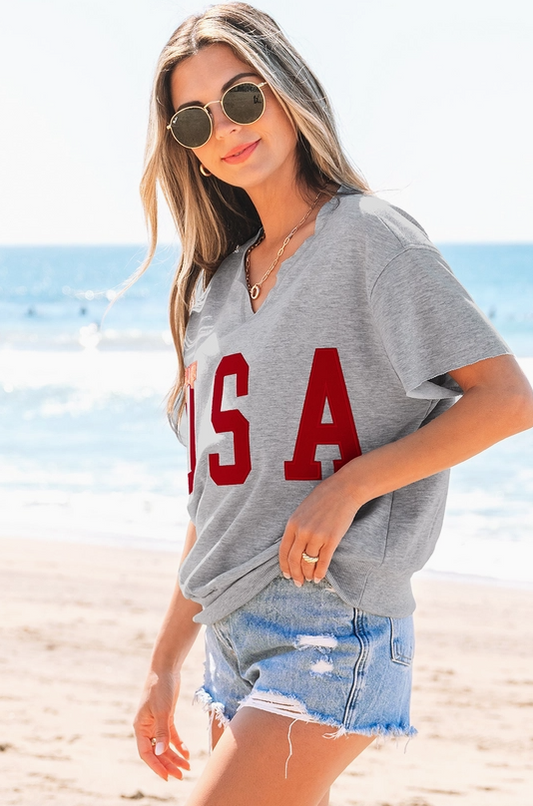 USA Patch V-Neck Tee image 1
