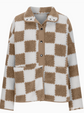 Brown Checkered Sherpa Jacket image 1