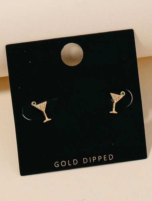 Martini Stud Earrings – Gold Dipped image 0