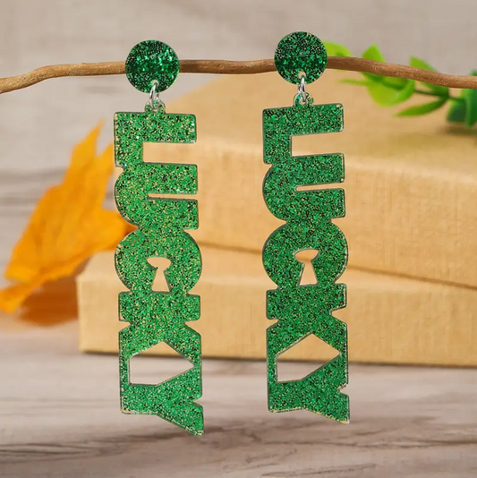 Lucky Glitter Dangle Earrings – St. Patrick’s Day Sparkle image 0