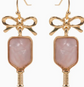 🎀 Pickleball Paddle Drop Earrings – Pearl & Gold Bow Edition image 1