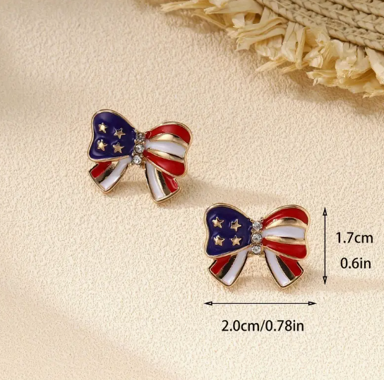 Patriotic Bow Stud Earrings image 2