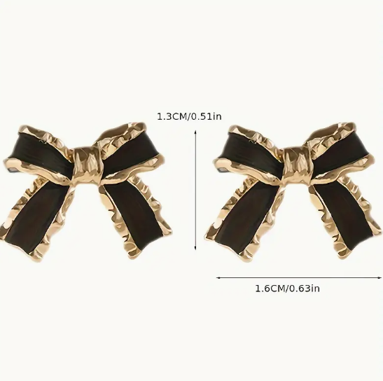 Black Bow Stud Earrings image 2