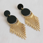 Gold Plated Crystal Pearl Tassel Drop Earrings image 0