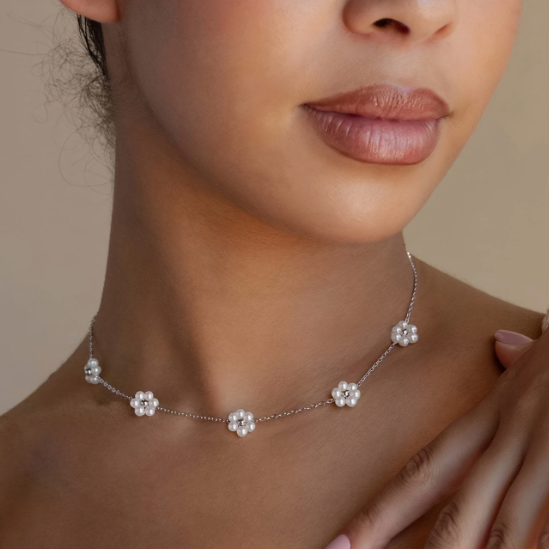 Silver Blossom Pearl Necklace image 0