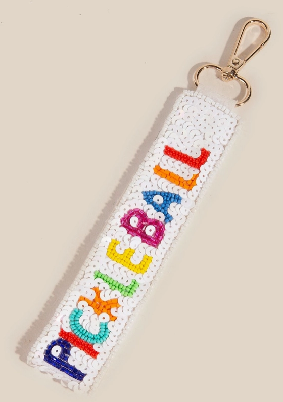 🏓 Beaded “PICKLEBALL” Keychain – Rainbow Sparkle Edition 🌈 image 1