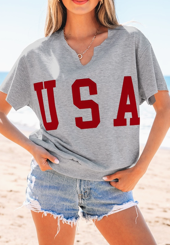 USA Patch V-Neck Tee image 0